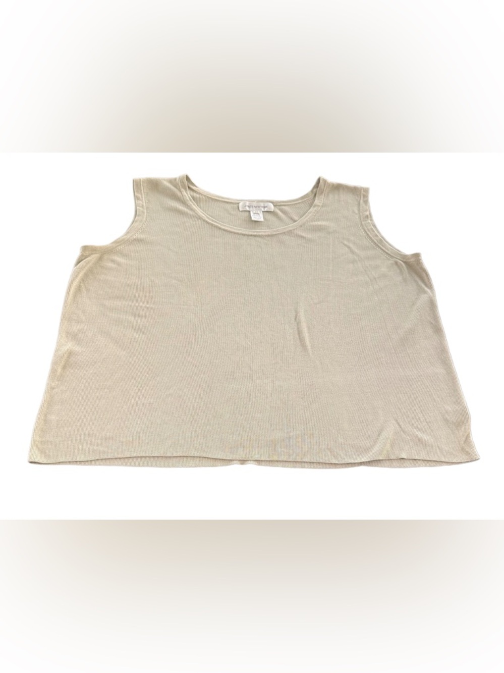Vintage JONES NEW YORK 100% Silk Ribbed Tank Top -  Cream - Plus Size 3X